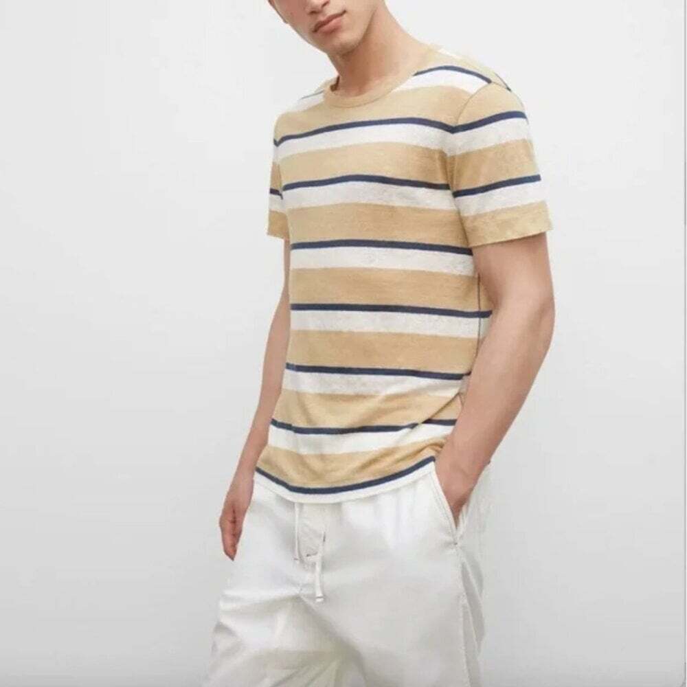 Club Monaco Mustard and‎ White Striped Tee Size XL